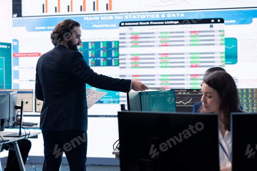 Preview: Financial manager briefing his team members about new objectives