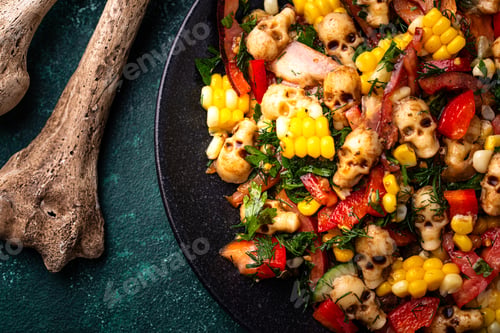 Preview: Halloween salad with cheese in shape of skull