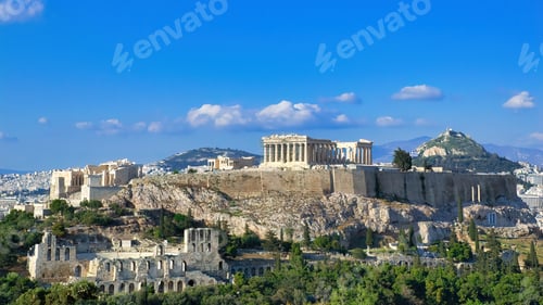 Preview: Parthenon Temple and Odeon of Herodes Atticus on Acropolis hill
