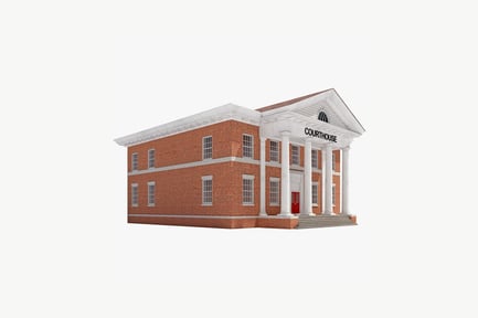 Preview: Two-story brick courthouse with white columns
