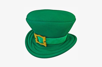 Preview: Green fabric top hat with gold buckle