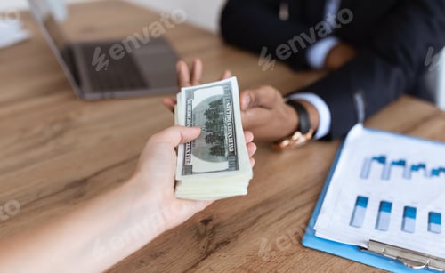 Preview: Corrupted black businessman sealing deal, receiving bribe money from partner