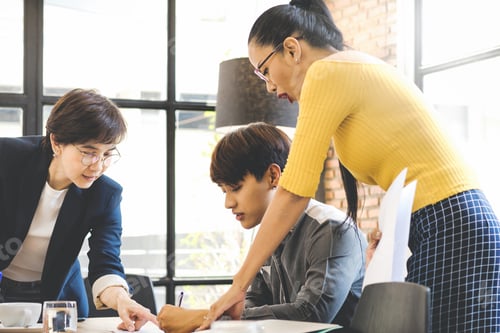 Preview: Group of young asian employee brainstorming