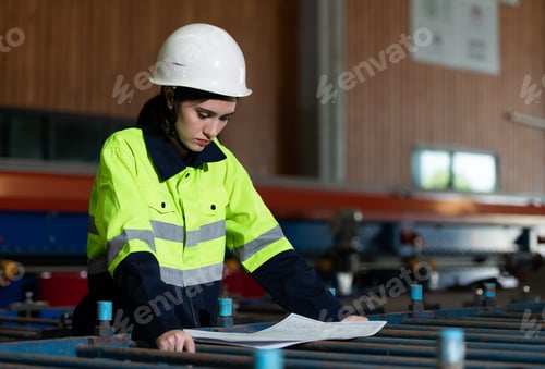 Preview: Portrait of a heavy equipment female engineer from a huge industry