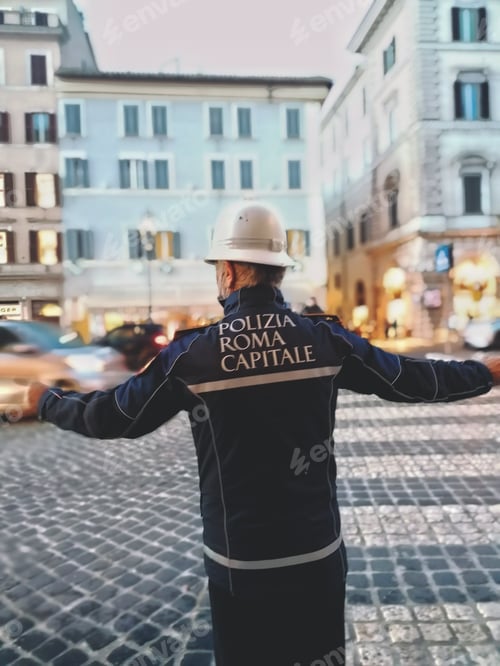 Preview: Police Officer Directing Traffic in Rome