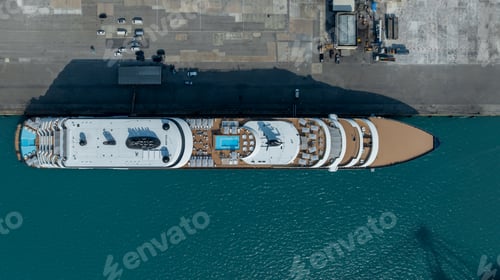 Preview: Aerial view luxury ocean cruise ship on clam blue sea, Elegant modern travel