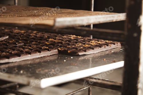 Preview: Close up of freshly baked cooled homemade artisan professional chocolate pads