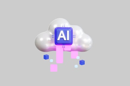 Preview: Cloud icon with ai symbol and scattered cubes