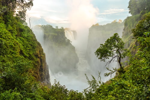 Preview: Victoria Falls, the Zambezi river waterfalls viewed from the cliffs of Zimbabwe