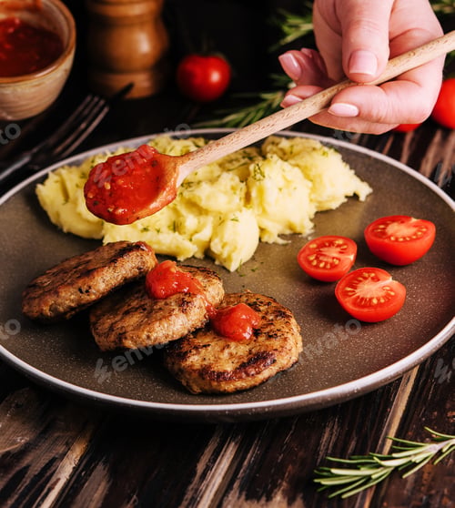 Preview: grandma cooked cutlets with mashed potatoes