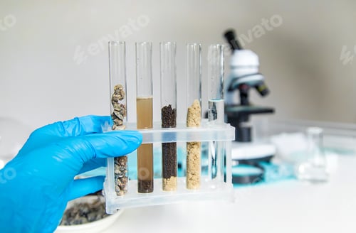 Preview: Soil testing in the laboratory. Selective focus.