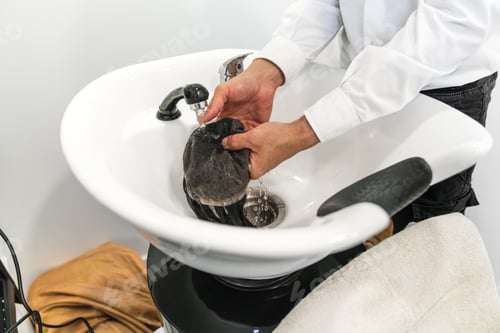 Preview: Washing a Black Wig in a Salon Sink