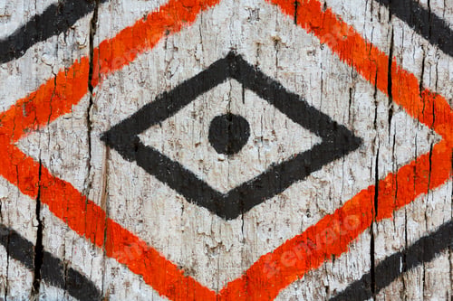 Preview: Details of patterns painted on indigenous house, Manaus, Brazil