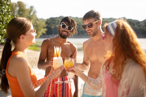 Preview: Boyfriends wearing sunglasses talking to their lovely women