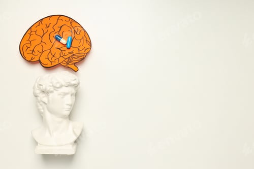 Preview: Dementia and parkinson's disease, ADHD, composition for head disease theme, space for text
