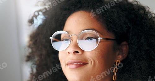Preview: Face portrait of a satisfied business woman reading emails on a computer. Isolated closeup of desig