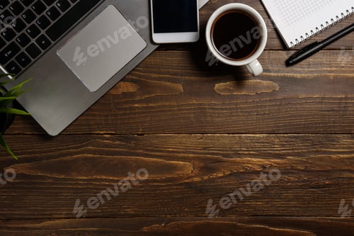 Preview: Desk top view with laptop