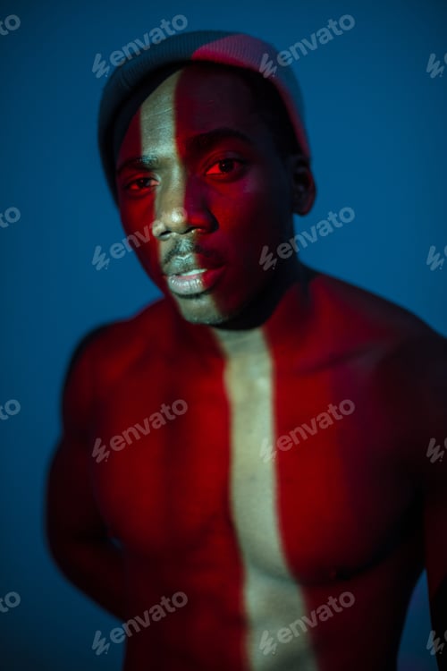 Preview: Black Ethnic man with light flare on body