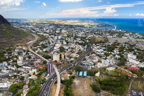 Preview: Aerial view of the city of Port-Louis, Mauritius, Africa