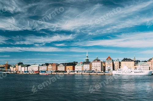 Preview: Stockholm, Sweden. Scenic Famous View Of Embankment In Old Town