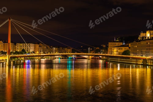 Preview: Cityscape of Lyon, France at night