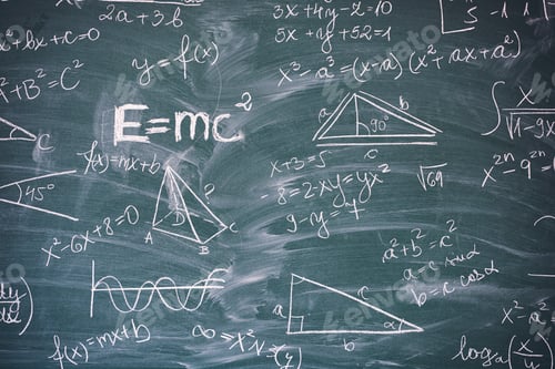 Preview: Blackboard with math lesson written on it