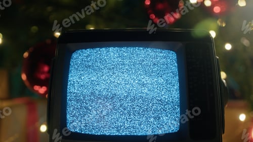 Preview: Christmas Static television with white noise and flickering