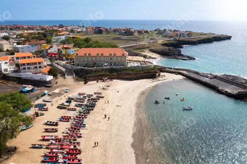 Preview: Aerial view of Tarrafal beach in Santiago island in Cape Verde - Cabo Verde