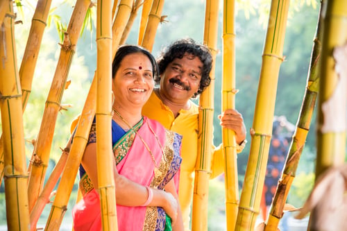 Preview: Happy Indian couple in the bamboo forest