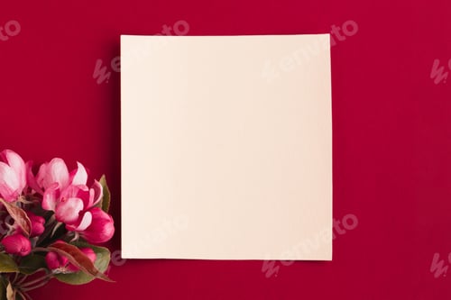 Preview: Mockup. Beautiful natural flowers on a plain background.
