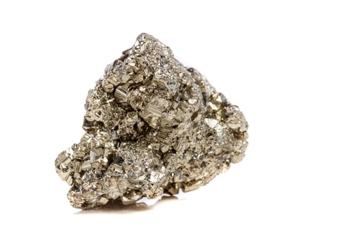 Preview: Macro mineral stone Pyrite gold on white background