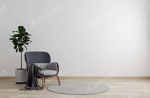 Preview: Chair and Plant Against a White Wall
