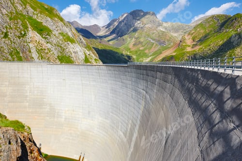 Preview: Llauset dam in Aragon. Hydroelectric energy power. Trekking route. Spain