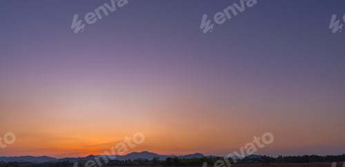 Preview: Dusk sky horizon landscape on twilight after sun down, Evening sky in summer countryside