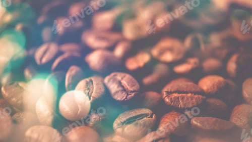 Preview: Coffee Beans And Bokeh In Vintage Color Style For Background