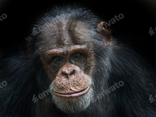 Preview: Chimpanzee (Pan troglodytes) on a black background