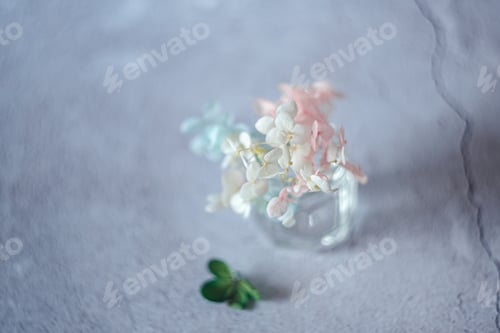 Preview: still life shots with shabby flowers on a rustic background, painterly style