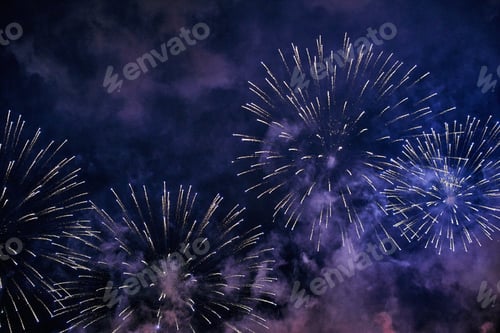 Preview: Bright Fireworks Exploding in the Night Sky