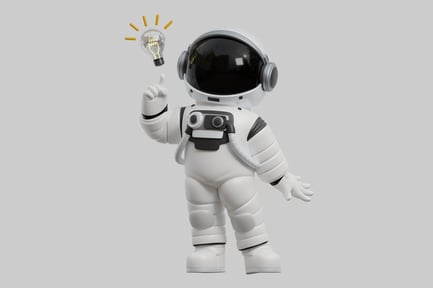 Preview: Astronaut with lightbulb idea pose