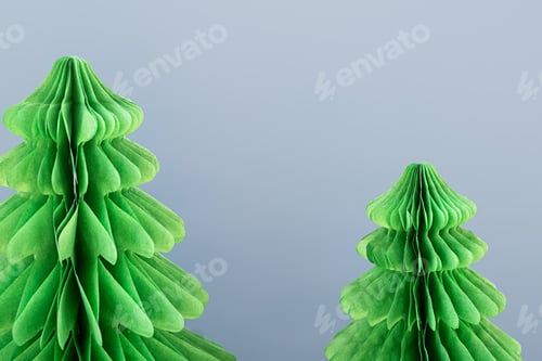 Preview: Trend paper Christmas trees. DIY alternative Christmas decoration, close up.