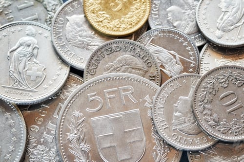 Preview: Extreme close up picture of Swiss franc.