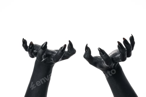 Preview: PNG, black painted hands, isolated on white background.