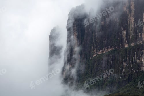 Preview: Kukenan tepui in the clouds. Mount Roraima. Venezuela,