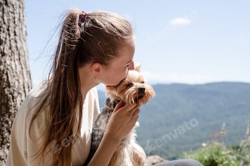 Preview: Woman with Her Adorable Dog Outside