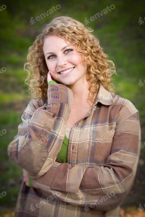 Preview: Pretty Young Smiling Woman Outdoor Portrait.