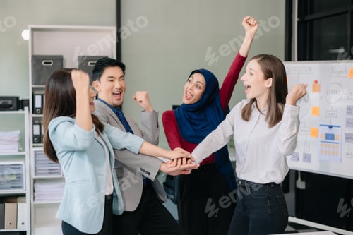 Preview: Business team hands of business people join together their hands together on unity concept