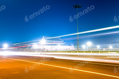 Preview: light trails on square in beijing