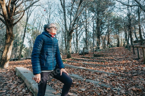 Preview: A senior old woman is fueling new energy. Starts new habits for the new year.