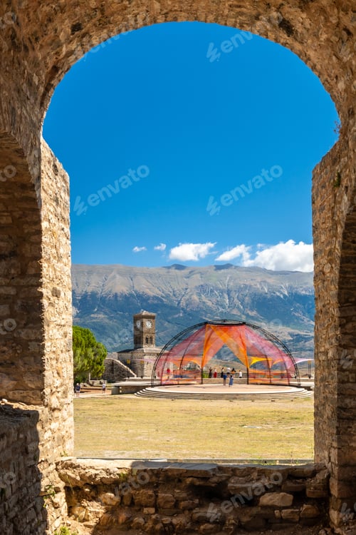 Preview: Arches of the fortress of the Ottoman castle of Gjirokaster or Gjirokastra