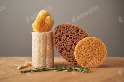 Preview: Composition of natural sponges and rosemary.